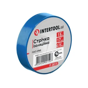 Стрічка ізоляційна 0.15mm * 17mm * 15m синя INTERTOOL (IT-0015) UA