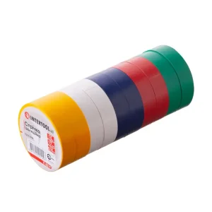 Стрічка ізоляційна 0.15 мм * 17 мм * 15 м, кольорова (10 од.) INTERTOOL (IT-0019) UA