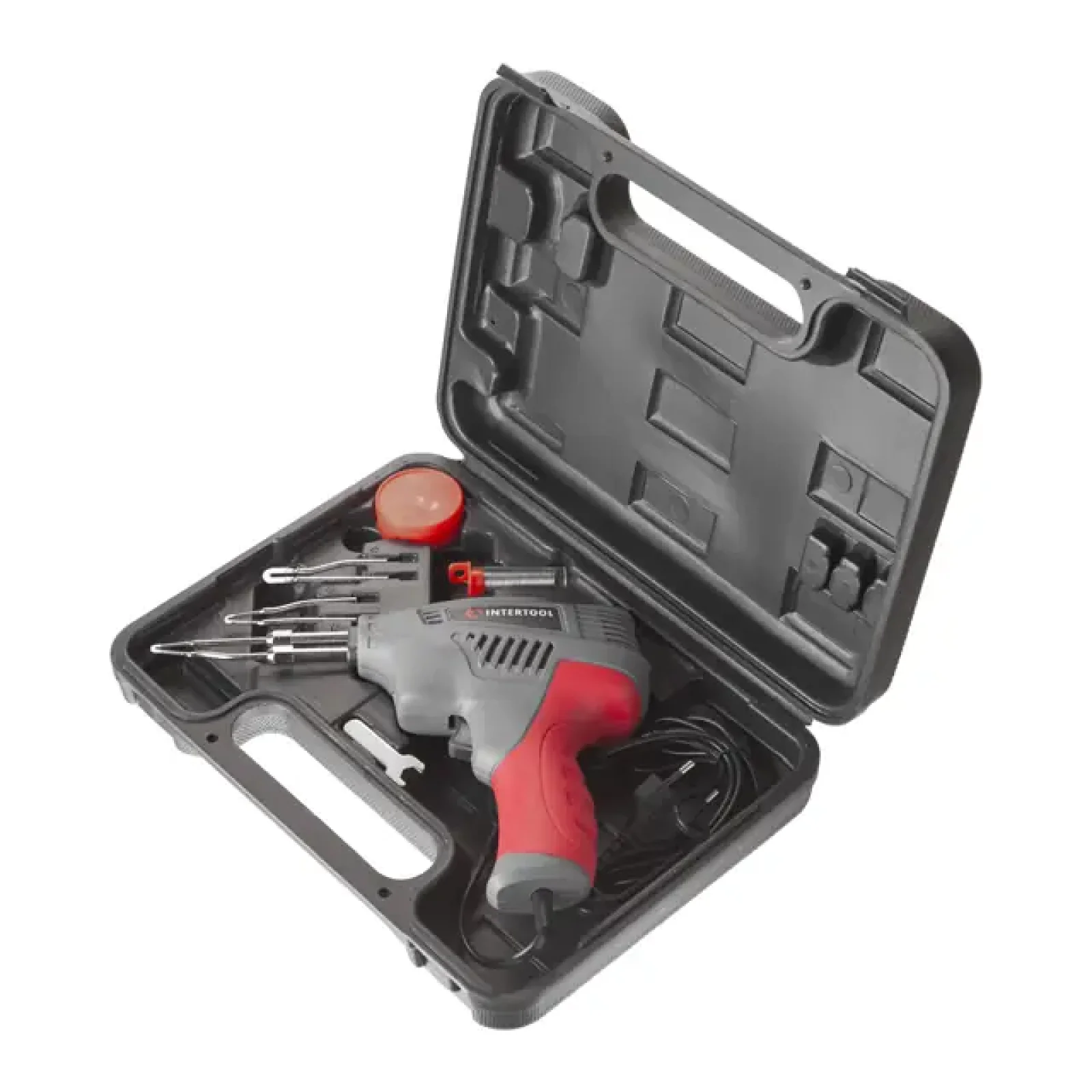 Паяльник імпульсний із трансформатором, 200 Вт, 230 В, 3 режими, комплект насадок INTERTOOL (RT-2003) UA