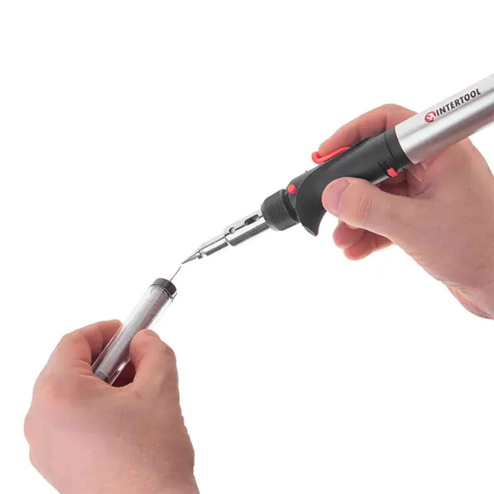 Паяльник газовий 17 мл, комплект аксесуарів INTERTOOL (GB-0006) UA