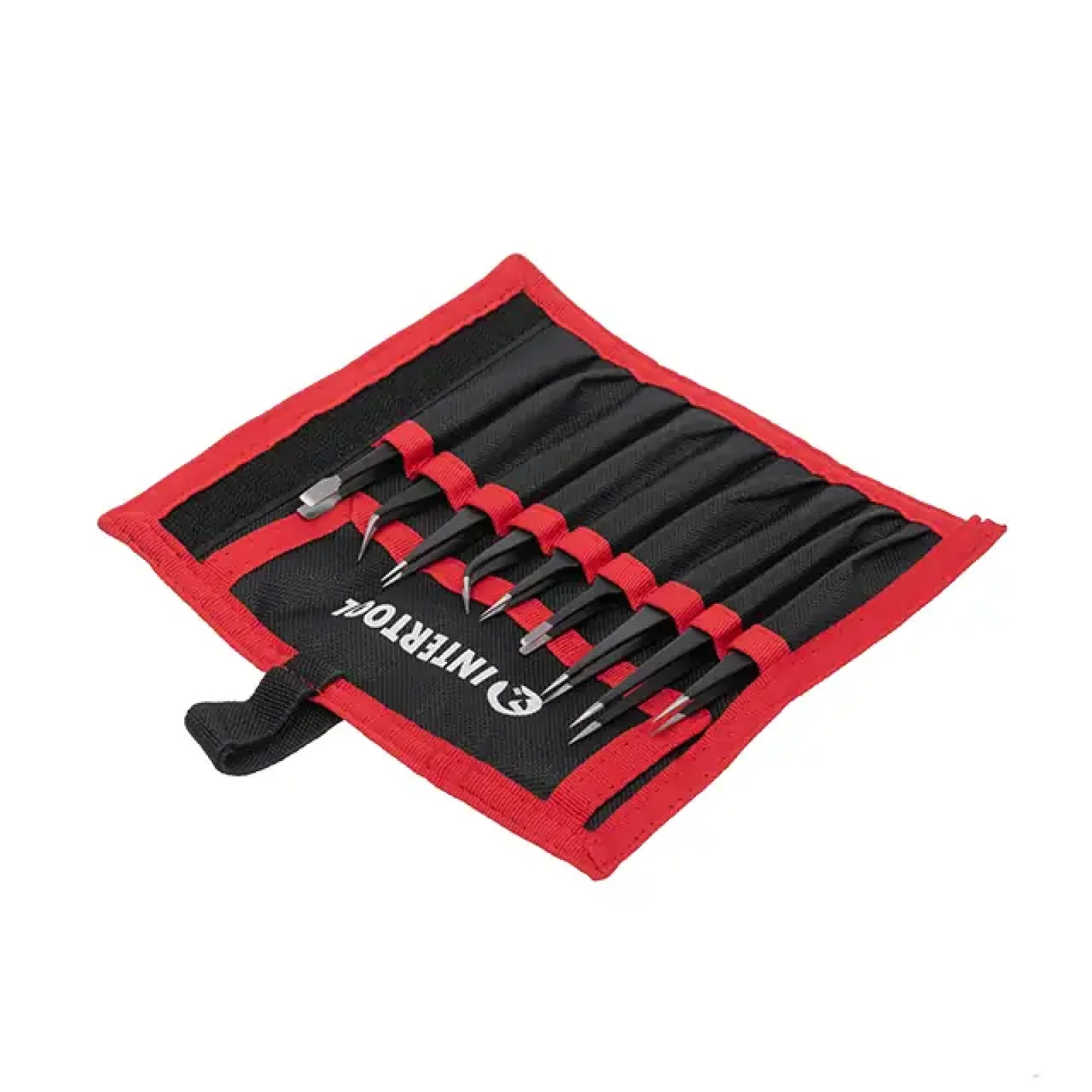 Набір пінцетів радіотехнічних, 9 шт., антистатичні, в чохлі INTERTOOL (NT-6002) UA