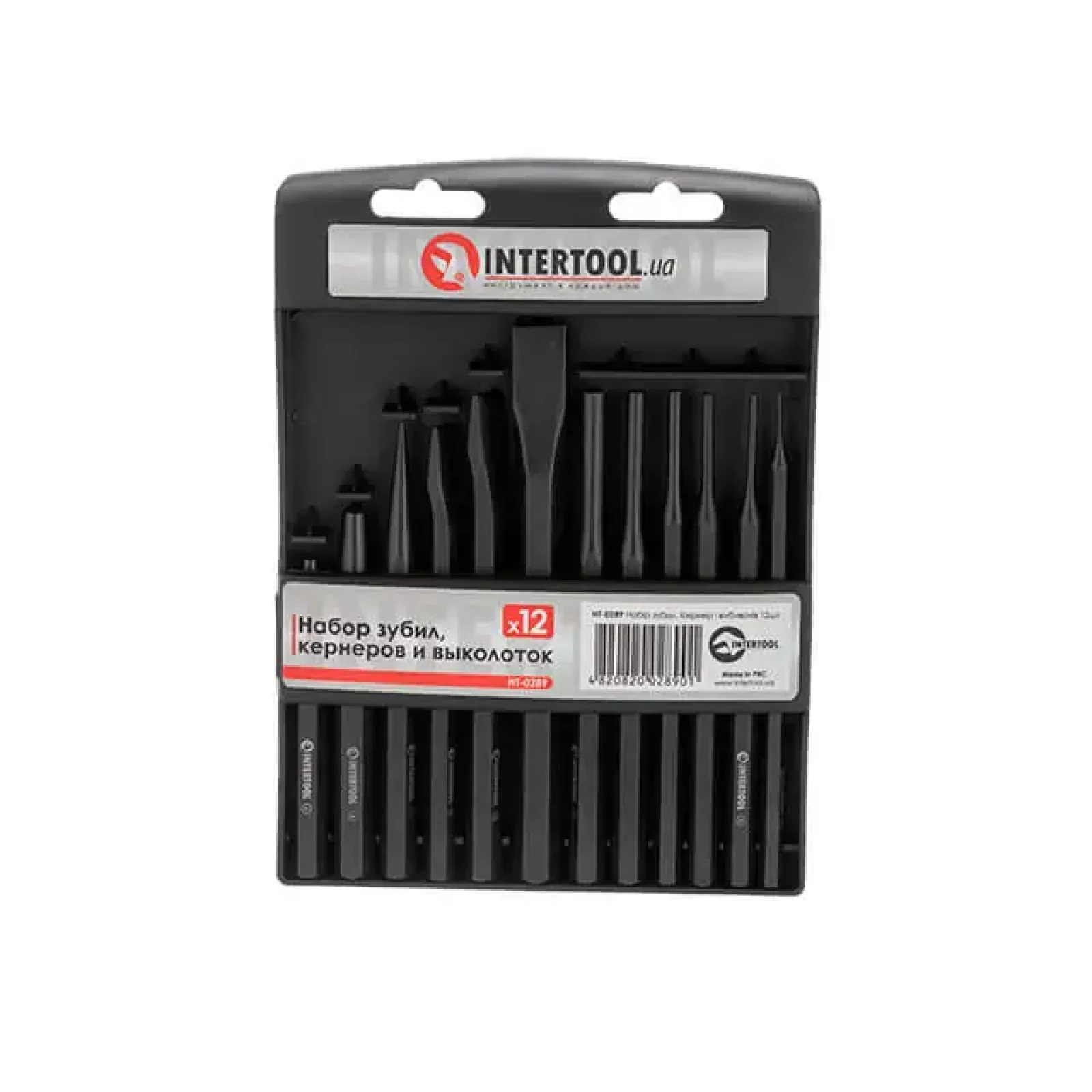 Набір зубил, кернерів і вибивок, 12 шт. INTERTOOL (HT-0289) UA