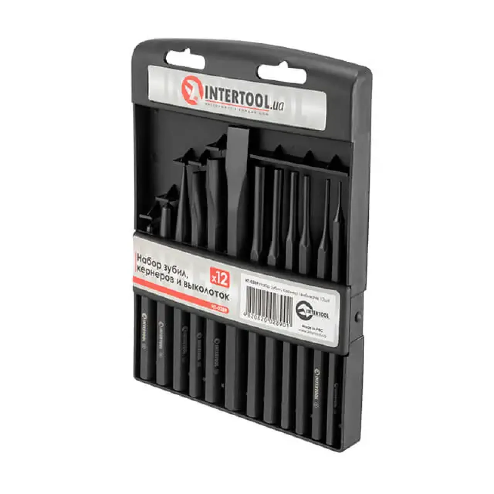 Набір зубил, кернерів і вибивок, 12 шт. INTERTOOL (HT-0289) UA