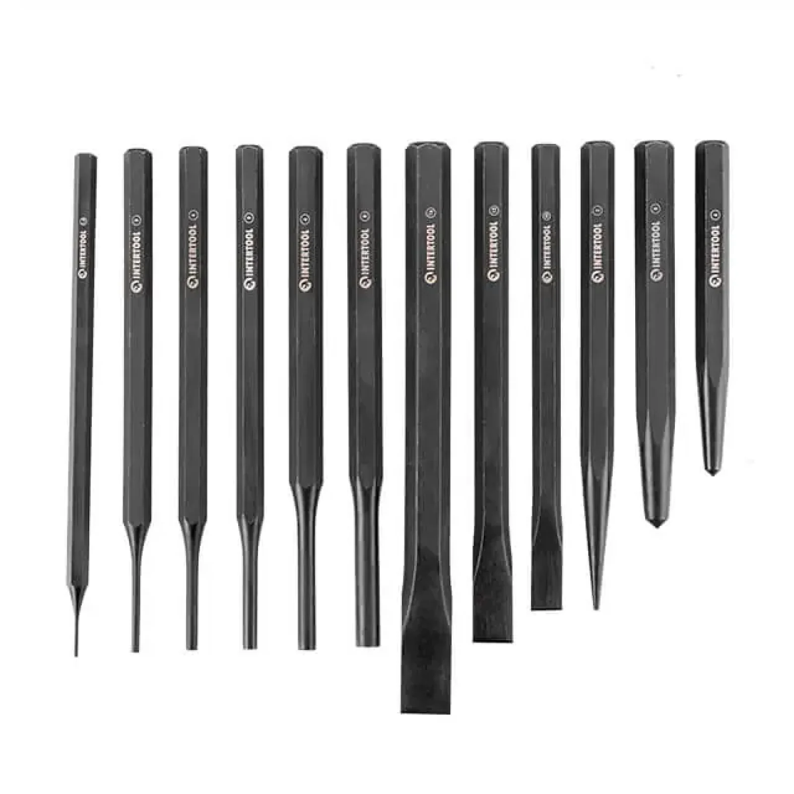 Набір зубил, кернерів і вибивок, 12 шт. INTERTOOL (HT-0289) UA