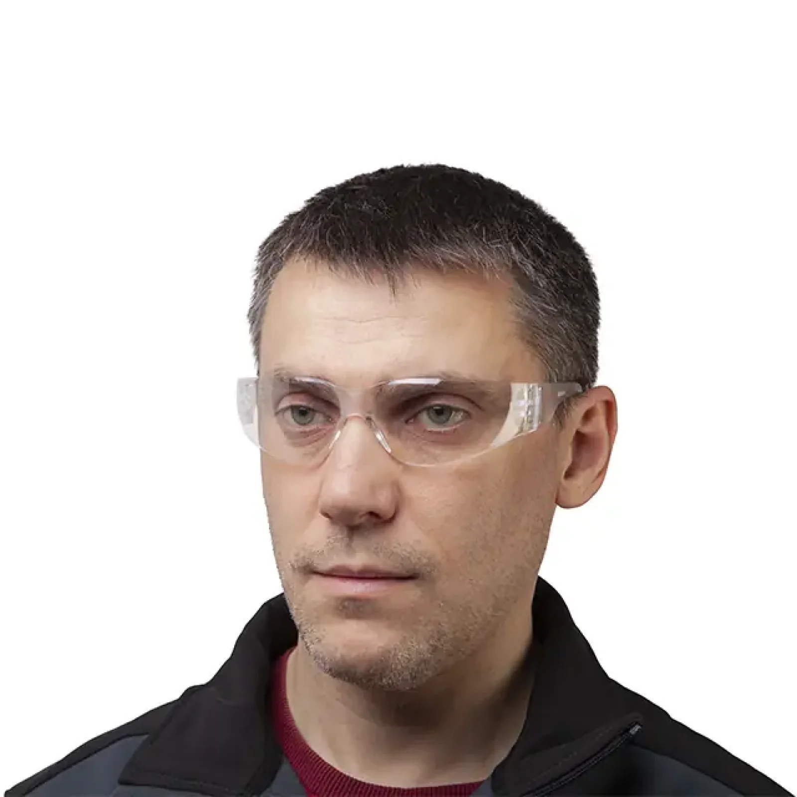 Окуляри захисні, прозорі, лінзи полікарбонат, заушники полікарбонат, захист від удару INTERTOOL (SP-0083) UA