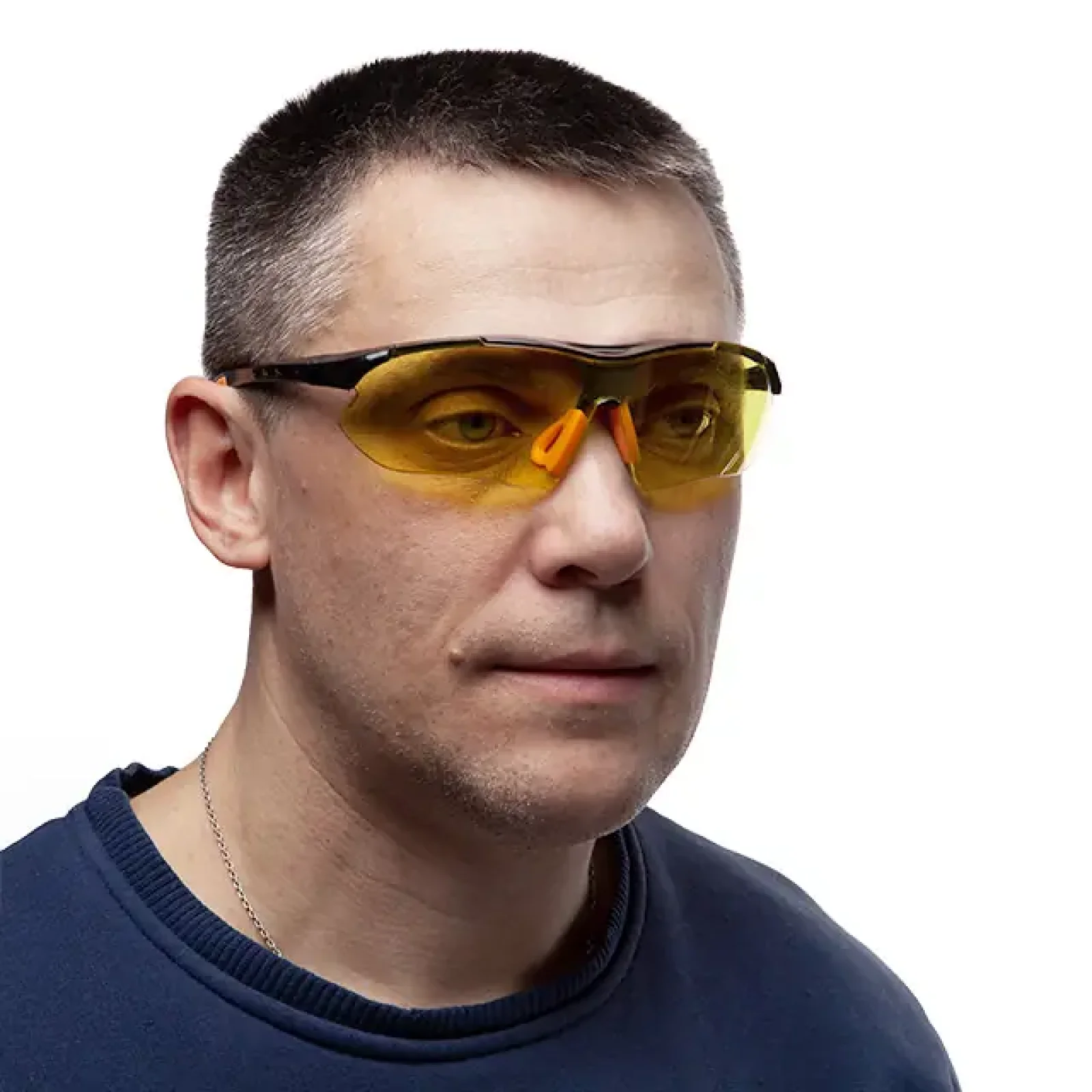 Окуляри захисні, жовті, лінзи полікарбонат, заушники чорні нейлонові, гумова накладка на ніс, захист від удару INTERTOOL (SP-0093) UA
