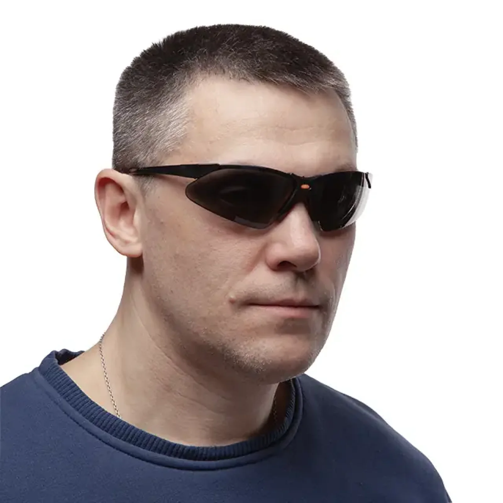 Окуляри захисні, затемнені, лінзи полікарбонат, заушники чорні нейлонові, гумова накладка на ніс, захист від удару INTERTOOL (SP-0097) UA