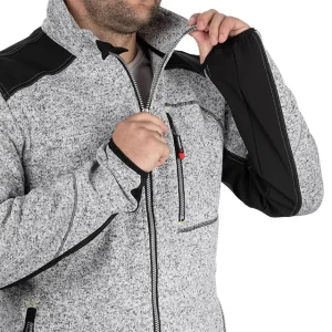 Куртка в'язана SOFTSHELL, сірого кольору з чорними вставками, 100% поліестер, щільність 270 г/м², кишеня на грудях і дві бічні, XXL INTERTOOL (SP-3115) UA