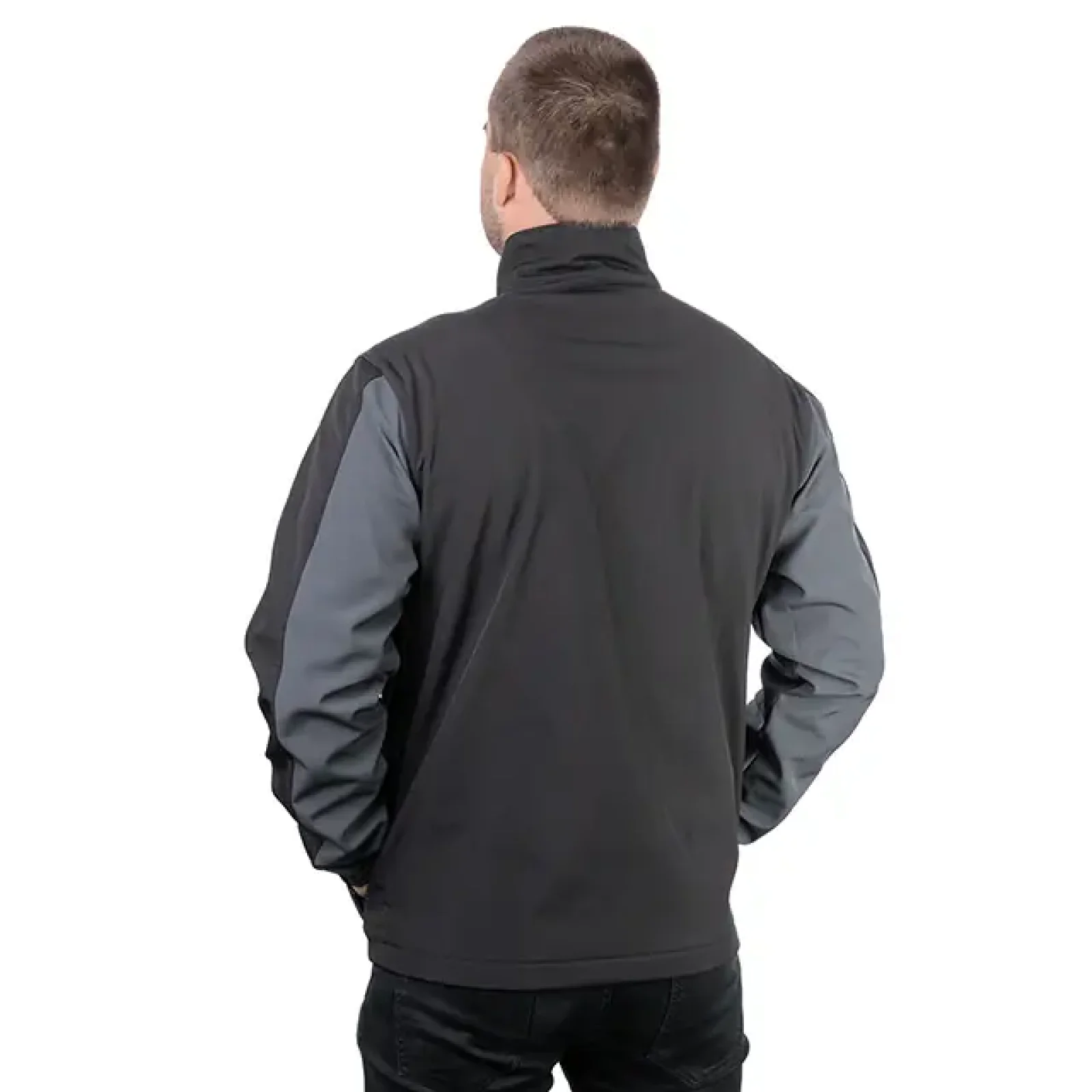 Куртка SOFTSHELL темно-сіро/чорна, тришарова, стрейч 300 GSM 100D, водо-/вітрозахист, 96% поліестер / 4% еластан, 3 кишені, XXL INTERTOOL (SP-3135) UA