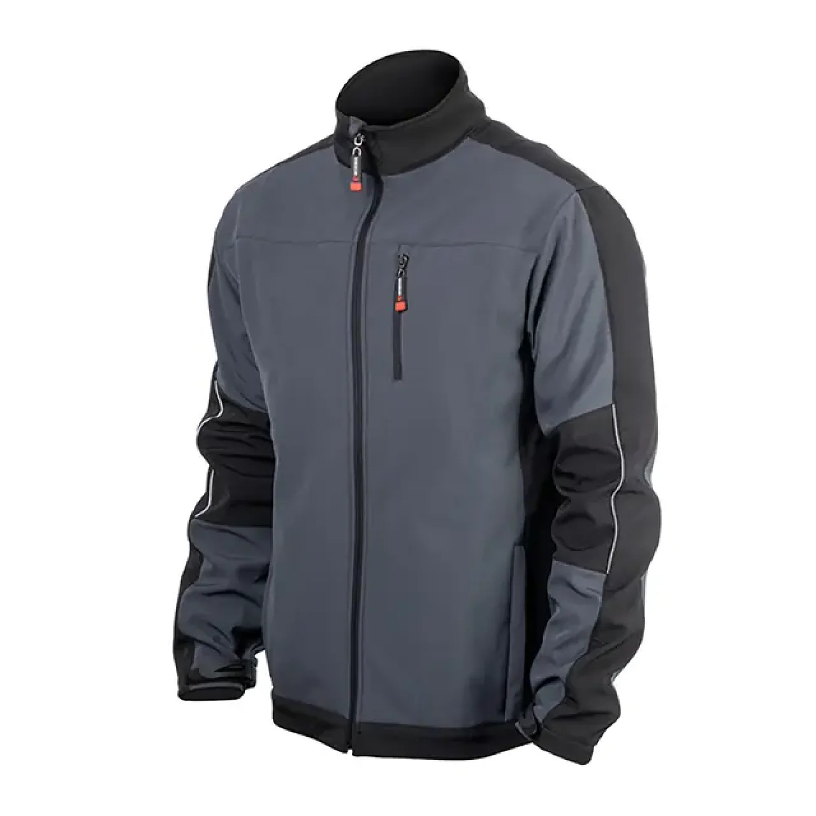Куртка SOFTSHELL темно-сіро/чорна, тришарова, стрейч 300 GSM 100D, водо-/вітрозахист, 96% поліестер / 4% еластан, 3 кишені, XXXL INTERTOOL (SP-3136) UA