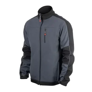 Куртка SOFTSHELL темно-сіро/чорна, тришарова, стрейч 300 GSM 100D, водо-/вітрозахист, 96% поліестер / 4% еластан, 3 кишені, XXXL INTERTOOL (SP-3136) UA