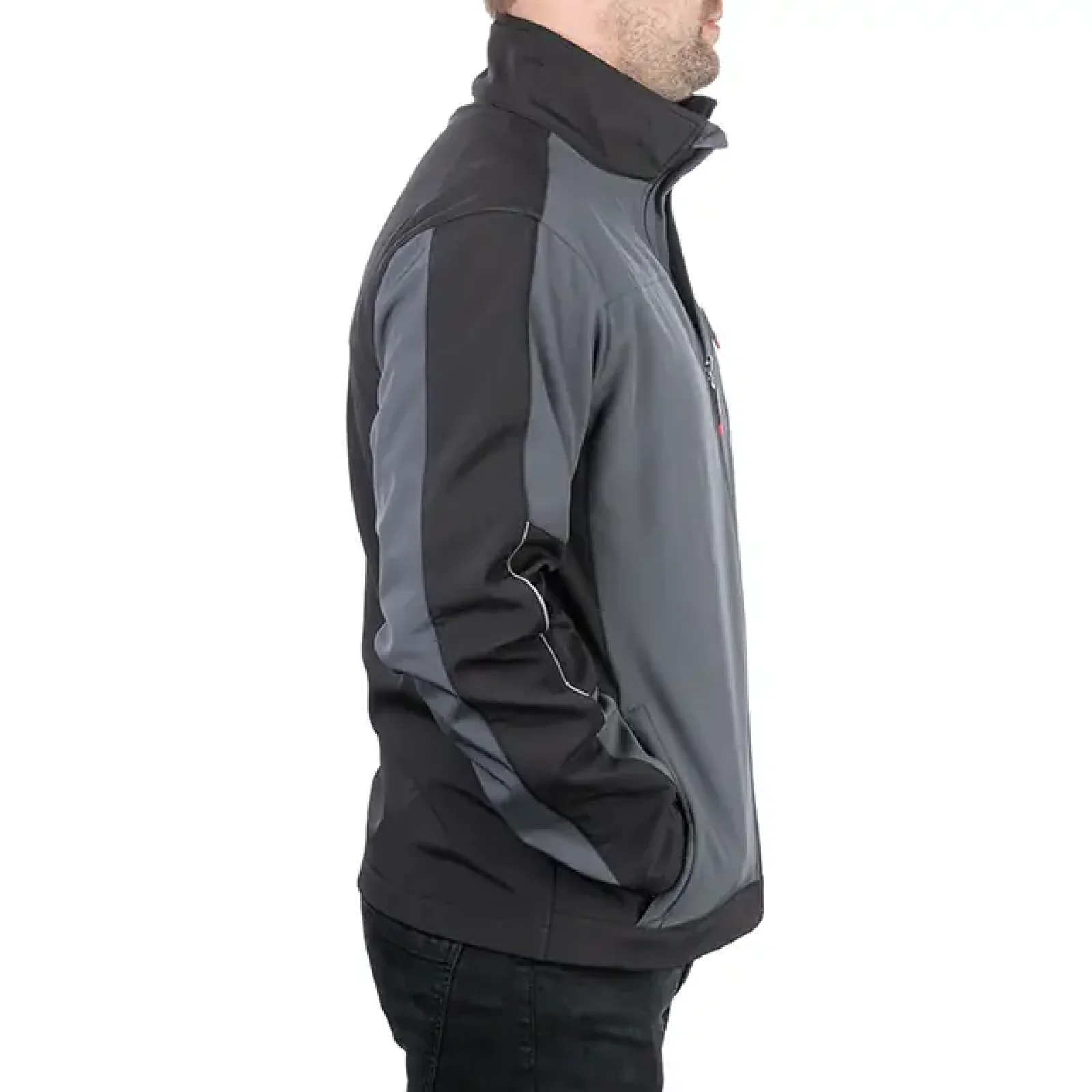 Куртка SOFTSHELL темно-сіро/чорна, тришарова, стрейч 300 GSM 100D, водо-/вітрозахист, 96% поліестер / 4% еластан, 3 кишені, XXXL INTERTOOL (SP-3136) UA