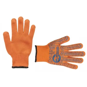 Рукавичка трикотажна, жовті ПВХ крапки, 60% бавовна / 40% поліестер, 10", клас в'язки 7, помаранчева, 62 г INTERTOOL (SP-0139) UA