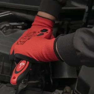 Рукавичка трикотажна з покриттям з пористого нітрилу на долоні, синтетична, червона, 10