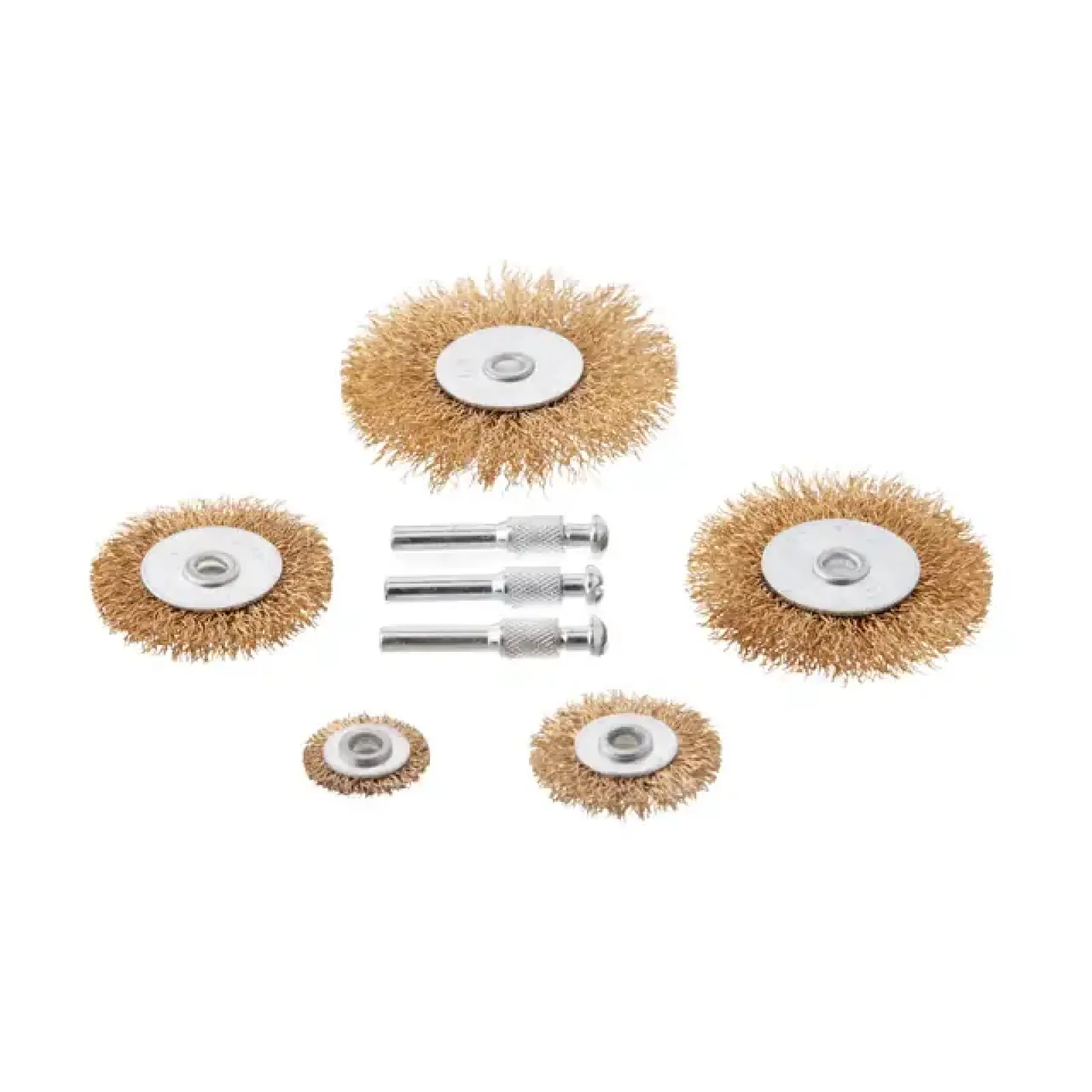 Набір щіток дротяних для дриля, 5 од. (25, 40, 50, 60, 75 мм), латунне покриття INTERTOOL (BT-0501) UA