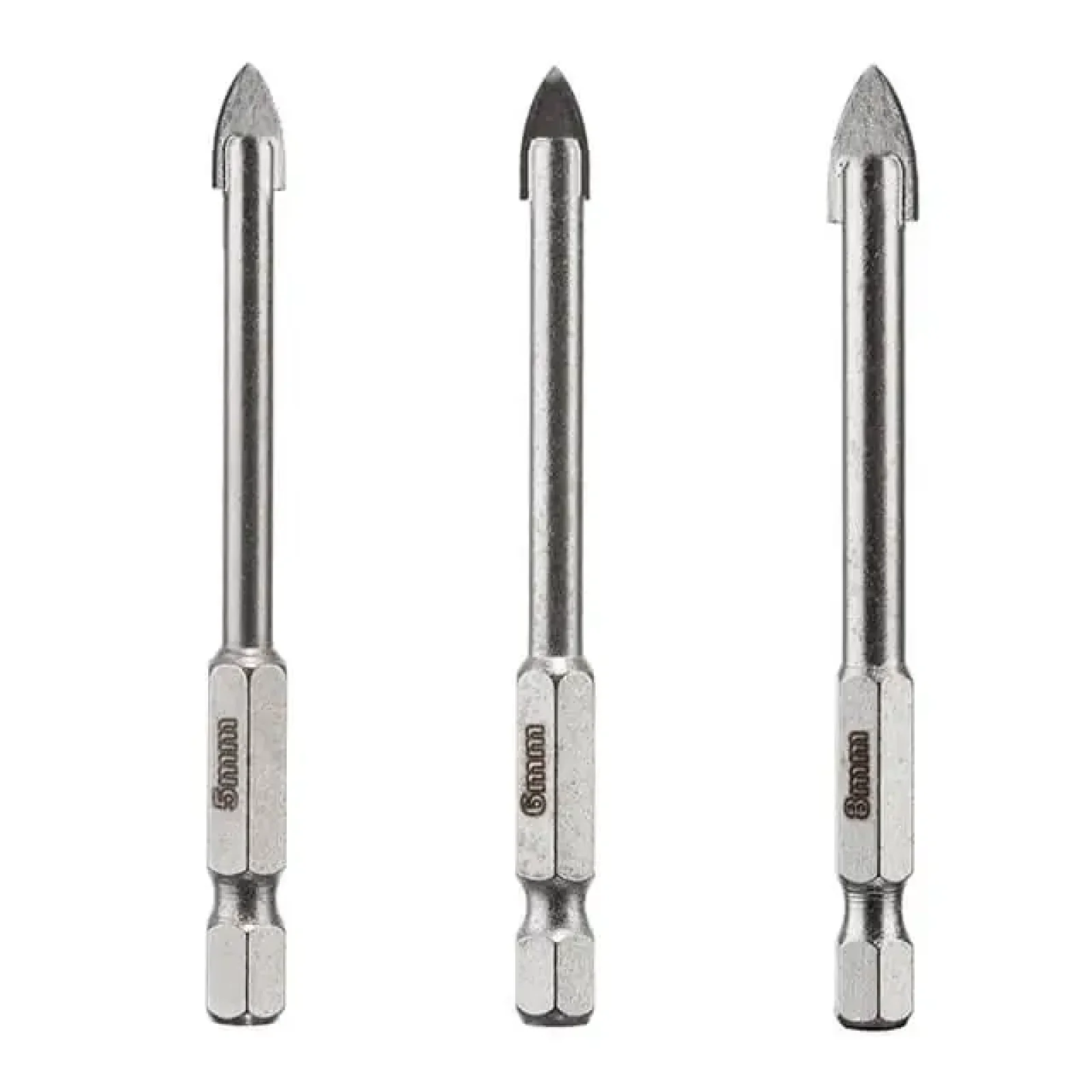 Набір свердел по склу та кераміці, 3 од. (5, 6, 8 мм), HEX 1/4