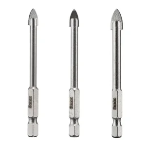 Набір свердел по склу та кераміці, 3 од. (5, 6, 8 мм), HEX 1/4