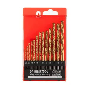 Набір свердел по металу DIN338 HSS, 13 шт. (2-8 мм), покриття Ti INTERTOOL (SD-0014) UA