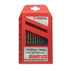 Набір свердел по металу DIN338 HSS, 19 шт. (1,0-10,0 мм), покриття Ti INTERTOOL (SD-0019) UA