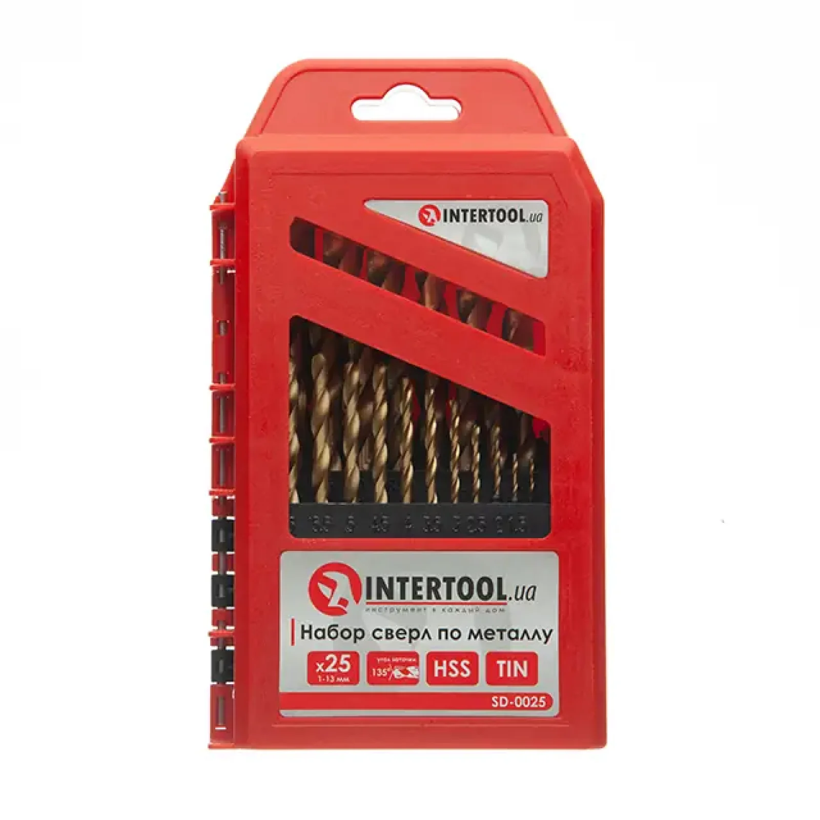 Набір свердел по металу DIN338 HSS, 25 шт. (1,0-13,0 мм), покриття Ti INTERTOOL (SD-0025) UA
