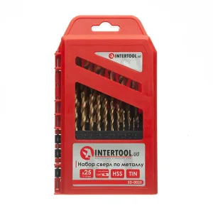 Набір свердел по металу DIN338 HSS, 25 шт. (1,0-13,0 мм), покриття Ti INTERTOOL (SD-0025) UA