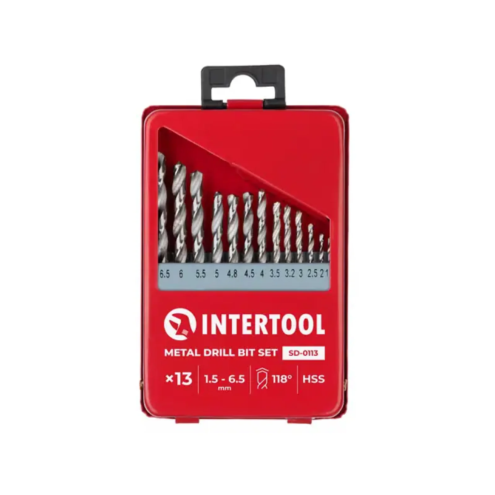 Набір свердел по металу HSS, 13 шт. (1,5-6,5 мм), полірована сталь INTERTOOL (SD-0113) UA