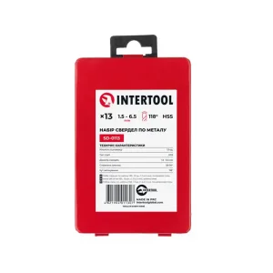 Набір свердел по металу HSS, 13 шт. (1,5-6,5 мм), полірована сталь INTERTOOL (SD-0113) UA