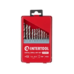 Набір свердел по металу HSS, 13 шт. (1,5-6,5 мм), полірована сталь INTERTOOL (SD-0113) UA