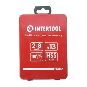 Набір свердел по металу HSS, 13 шт. (2,0-8,0 мм), полірована сталь INTERTOOL (SD-0114) UA