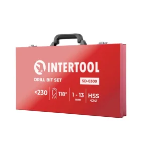 Набір свердел HSS, 230 од. (1-13 мм), у металевому кейсі INTERTOOL (SD-0309) UA