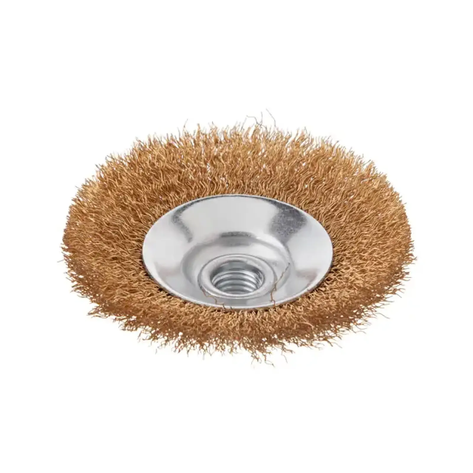 Щітка конусна, 100 мм, M14, кручений дріт покритий латунню, для КШМ, 12500 об/хв INTERTOOL (BT-5101) UA