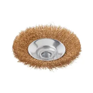 Щітка конусна, 100 мм, M14, кручений дріт покритий латунню, для КШМ, 12500 об/хв INTERTOOL (BT-5101) UA