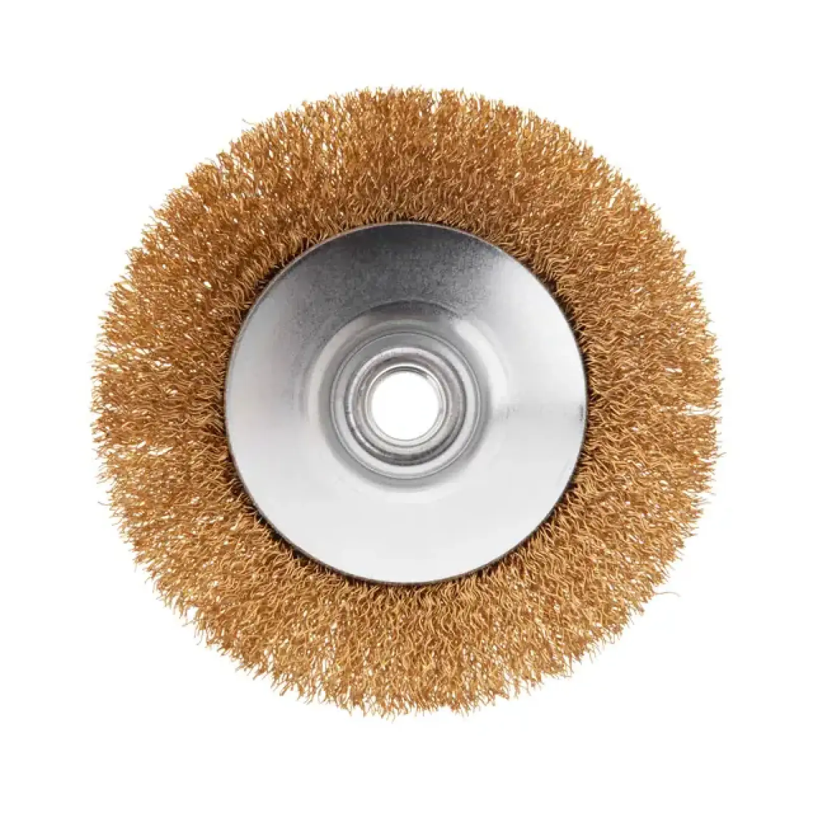 Щітка конусна, 115 мм, M14, кручений дріт покритий латунню, для КШМ, 12500 об/хв INTERTOOL (BT-5116) UA