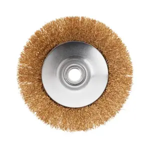 Щітка конусна, 115 мм, M14, кручений дріт покритий латунню, для КШМ, 12500 об/хв INTERTOOL (BT-5116) UA