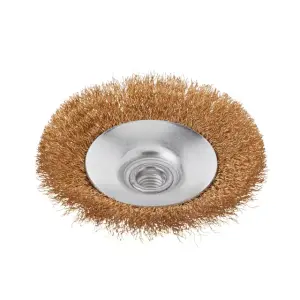 Щітка конусна, 115 мм, M14, кручений дріт покритий латунню, для КШМ, 12500 об/хв INTERTOOL (BT-5116) UA