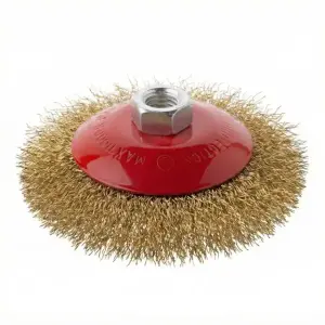 Щітка конусна, 115 мм, M14, кручений дріт покритий латунню, для КШМ, 12500 об/хв INTERTOOL (BT-5116) UA