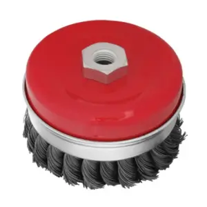 Щітка чашкова, 100 мм, M14, кручений дріт покритий латунню, для КШМ, 8500 об/хв INTERTOOL (BT-1101) UA