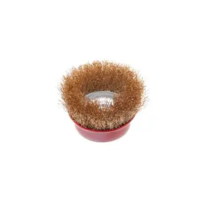 Щітка чашкова, 65 мм, M14, кручений дріт покритий латунню, для КШМ, 12500 об/хв INTERTOOL (BT-1066) UA