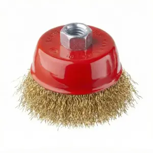 Щітка чашкова, 75 мм, M14, кручений дріт покритий латунню, для КШМ, 12500 об/хв INTERTOOL (BT-1076) UA