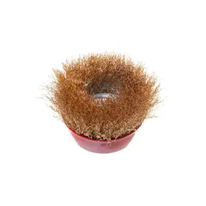 Щітка чашкова, 85 мм, M14, кручений дріт покритий латунню, для КШМ, 8500 об/хв INTERTOOL (BT-1086) UA