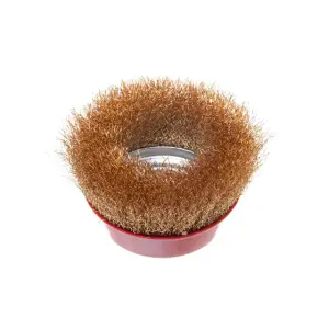 Щітка чашкова, 100 мм, M14, кручений дріт покритий латунню, для КШМ, 8500 об/хв INTERTOOL (BT-1101) UA