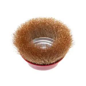 Щітка чашкова, 125 мм, M14, кручений дріт покритий латунню, для КШМ, 6500 об/хв INTERTOOL (BT-1126) UA