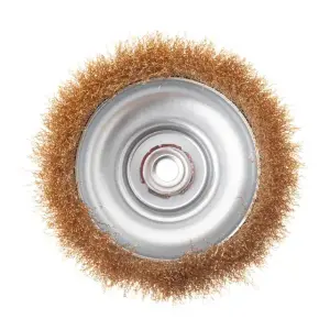 Щітка чашкова, 150 мм, M14, кручений дріт покритий латунню, для КШМ, 4500 об/хв INTERTOOL (BT-1151) UA