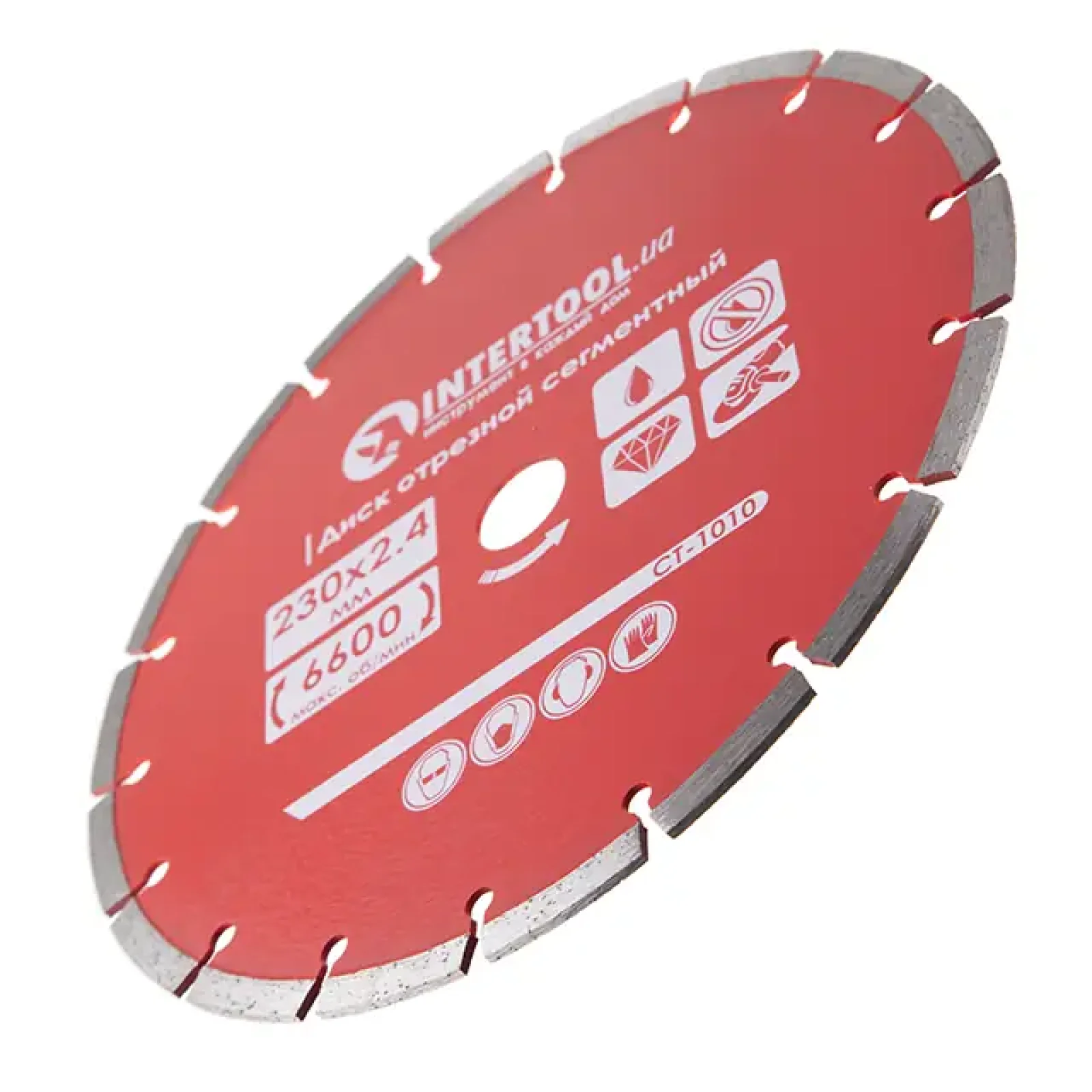 Диск відрізний сегментний алмазний, 230 мм, 22-24%, 6600 об/хв INTERTOOL (CT-1010) UA