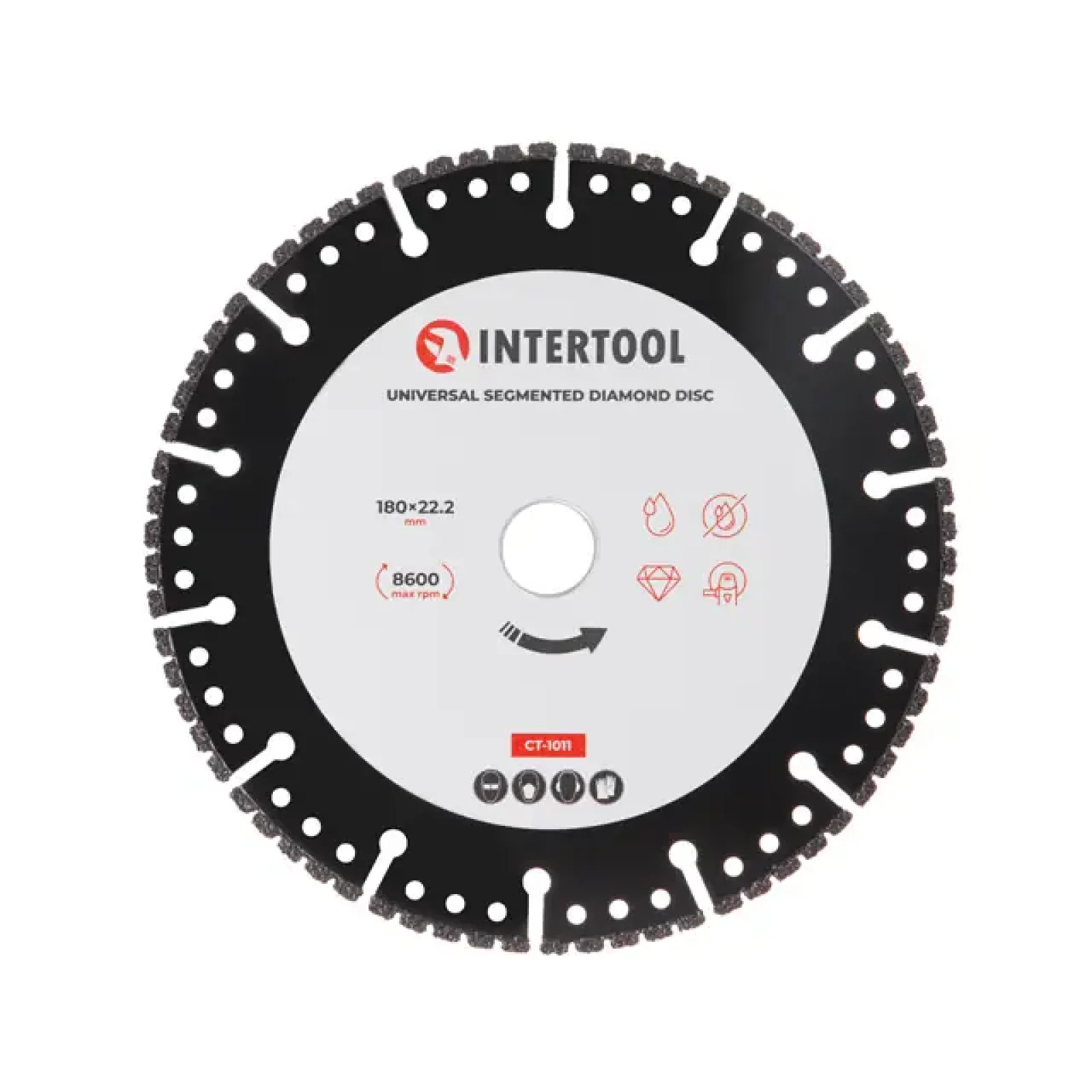 Диск універсальний сегментний алмазний, 180 мм, 16-18%, 8600 об/хв INTERTOOL (CT-1011) UA