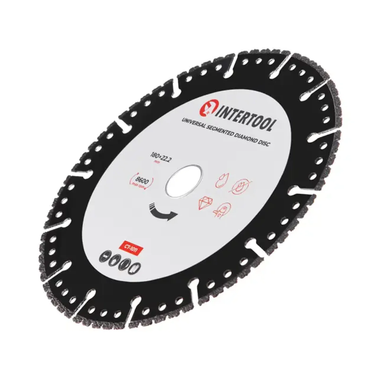 Диск універсальний сегментний алмазний, 180 мм, 16-18%, 8600 об/хв INTERTOOL (CT-1011) UA