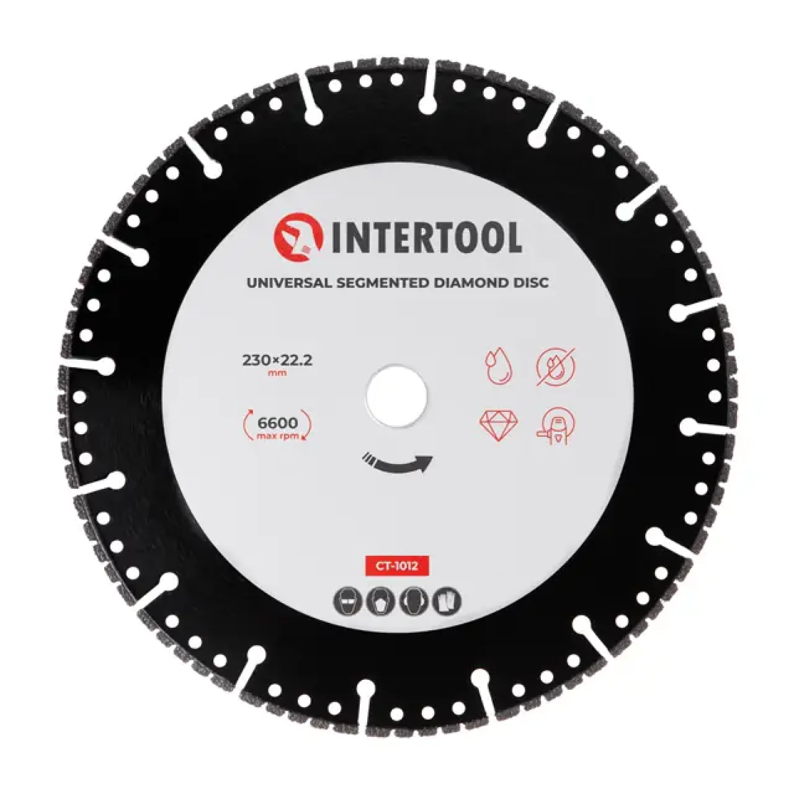 Диск універсальний сегментний алмазний, 230 мм, 16-18%, 6600 об/хв INTERTOOL (CT-1012) UA