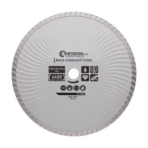 Диск відрізний алмазний Turbo, 230 мм, 16-18%, 6600 об/хв INTERTOOL (CT-2005) UA