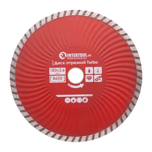 Диск відрізний алмазний Turbo, 180 мм, 22-24%, 8600 об/хв INTERTOOL (CT-2009) UA