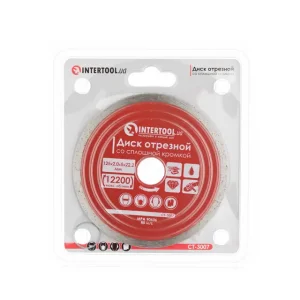 Диск відрізний алмазний, з суцільною кромкою, 125 мм, 22-24%, 12200 об/хв INTERTOOL (CT-3007) UA
